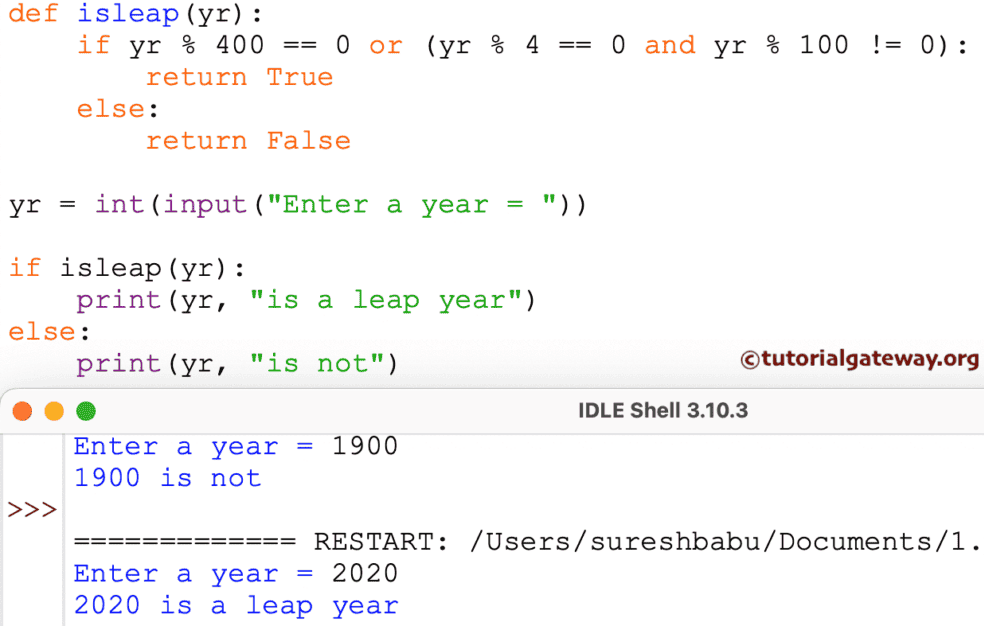 Python Program to find Leap Year using Functions