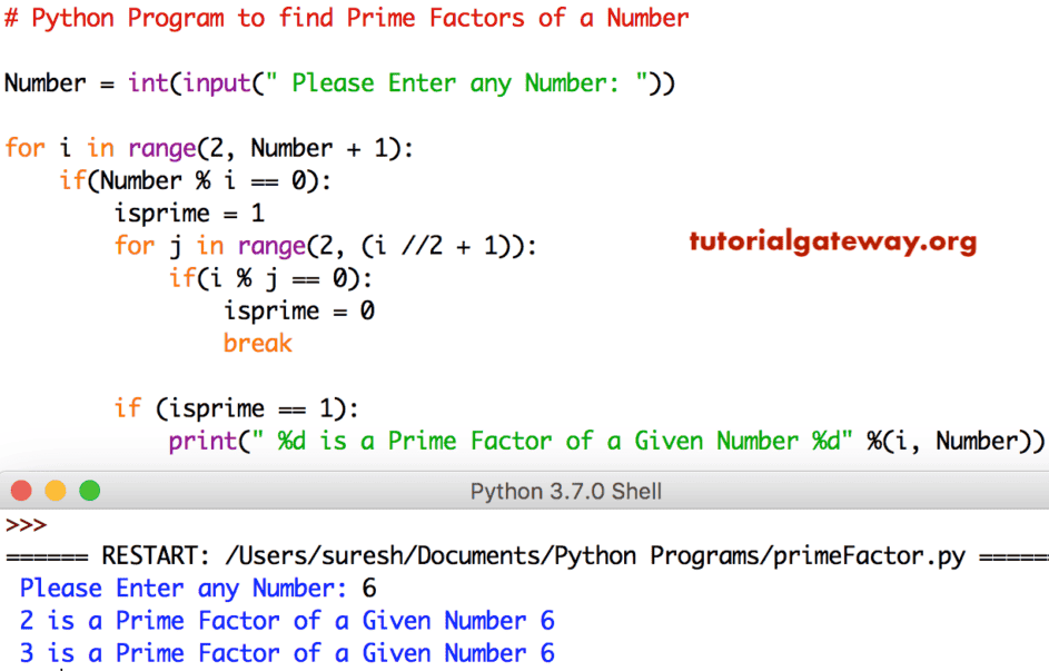 Program to find Prime Factors of a Number