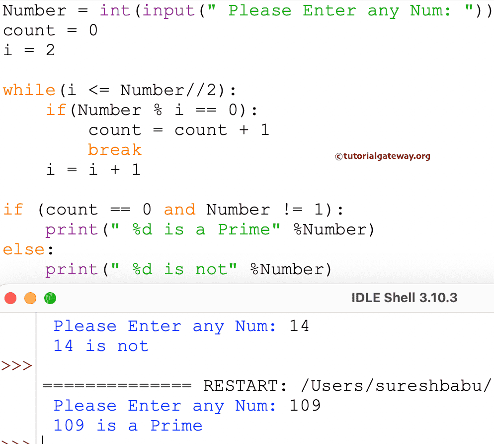 Program to find Prime Number using While Loop