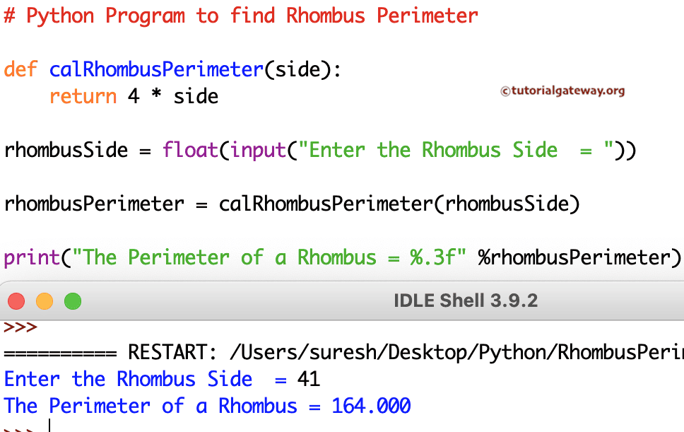 Python Program to find Rhombus Perimeter 2