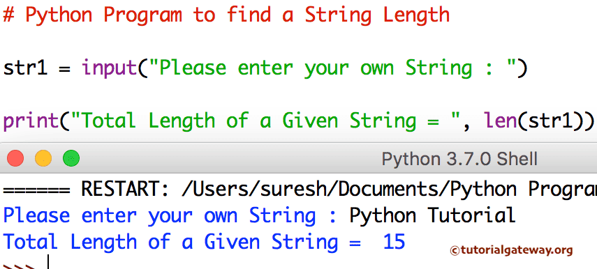 Python Program to find a String Length using len function