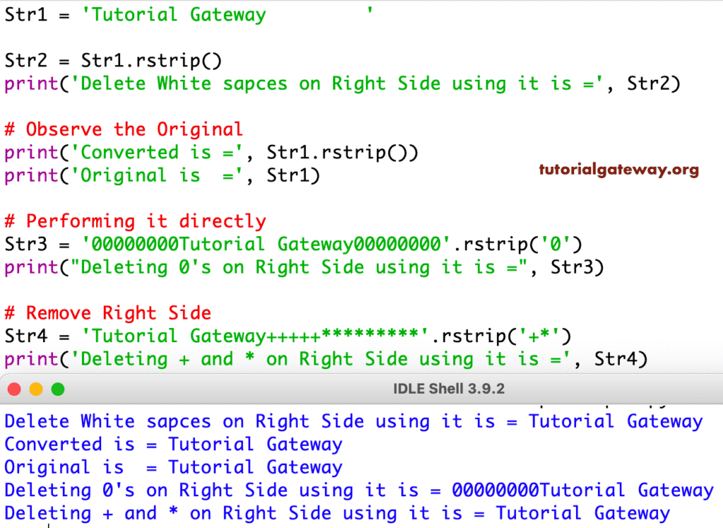 Python RStrip string function