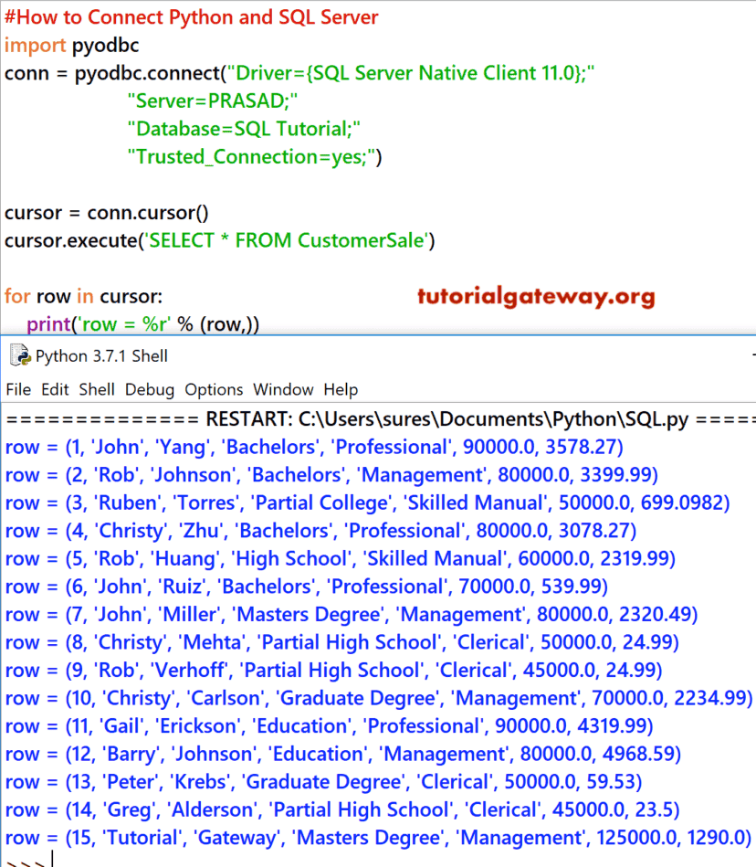 Select Statement Example