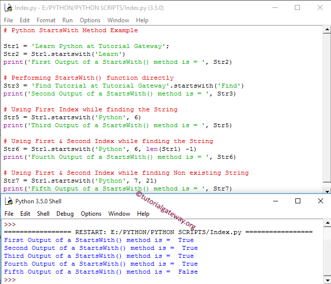 StartsWith Function Example