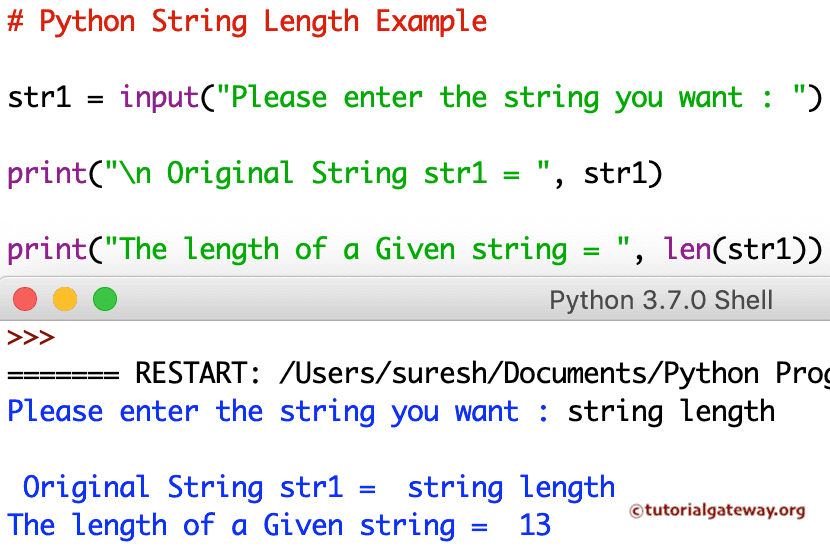 Python Program to find a String Length using len Example 2