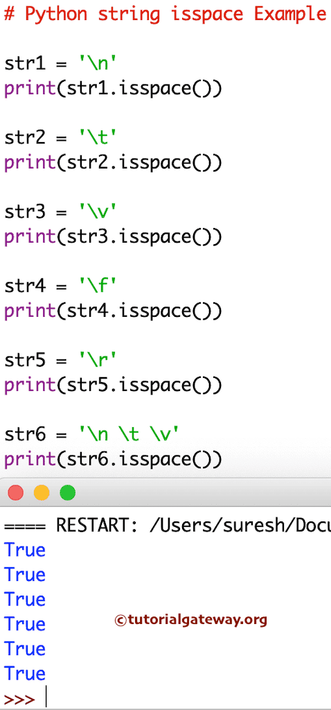 string isspace method Example