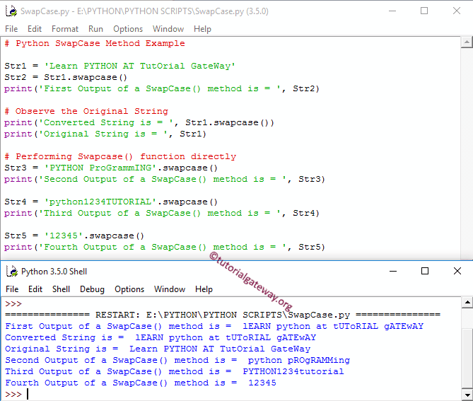SwapCase Function Example