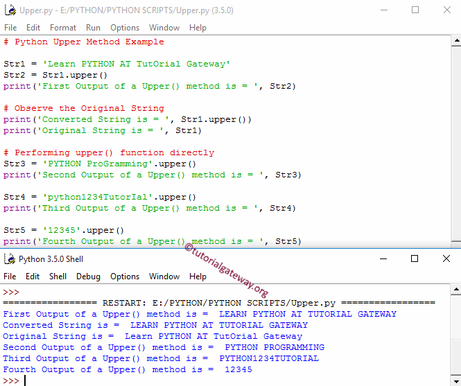 string upper Function Example