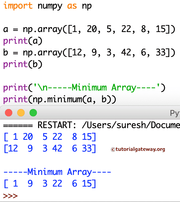 Python array minimum 1