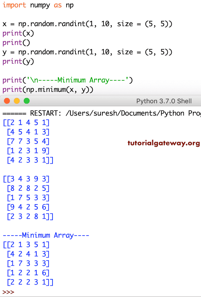 Python array minimum 2