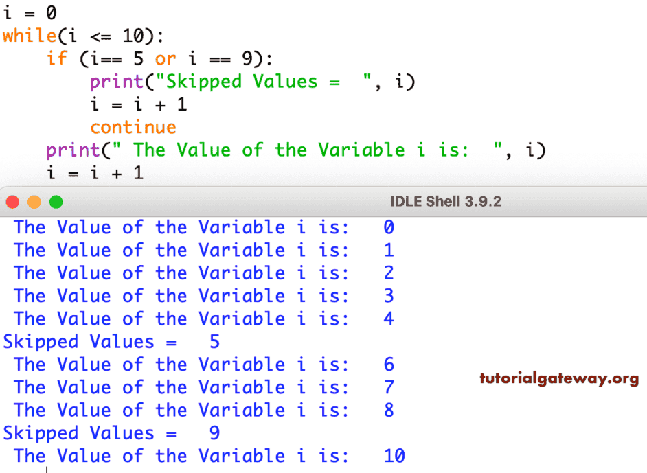 Python continue Statement in While Loop