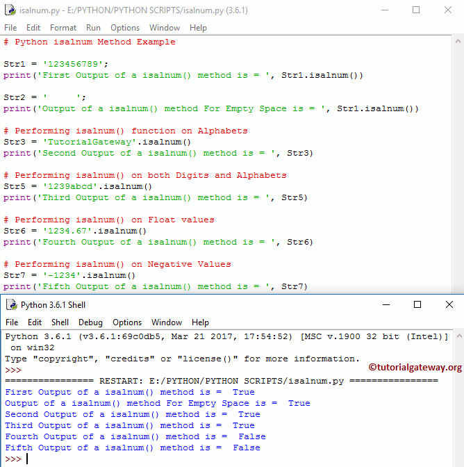 isalnum function check string is alpha numeric
