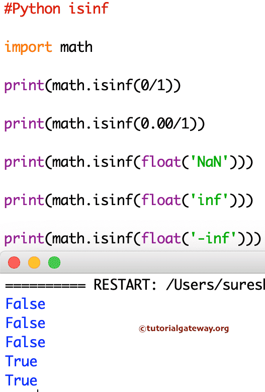 isinf Function Example