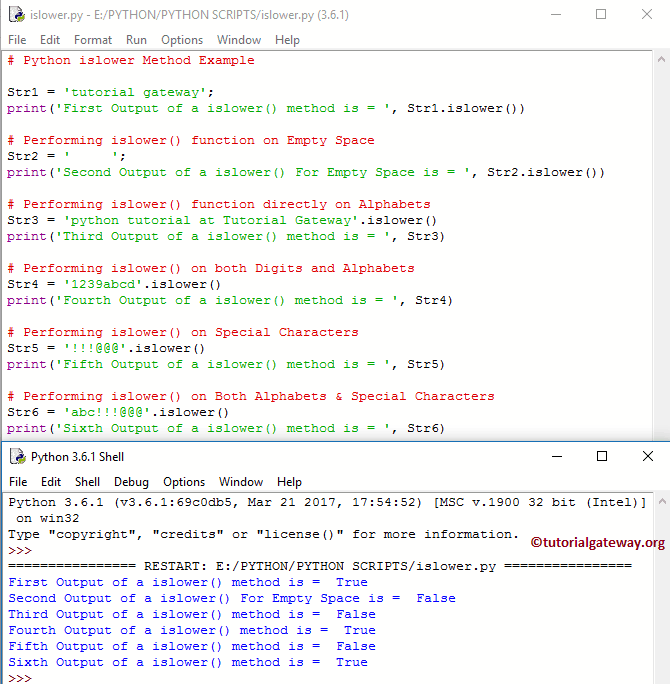 string islower function Example