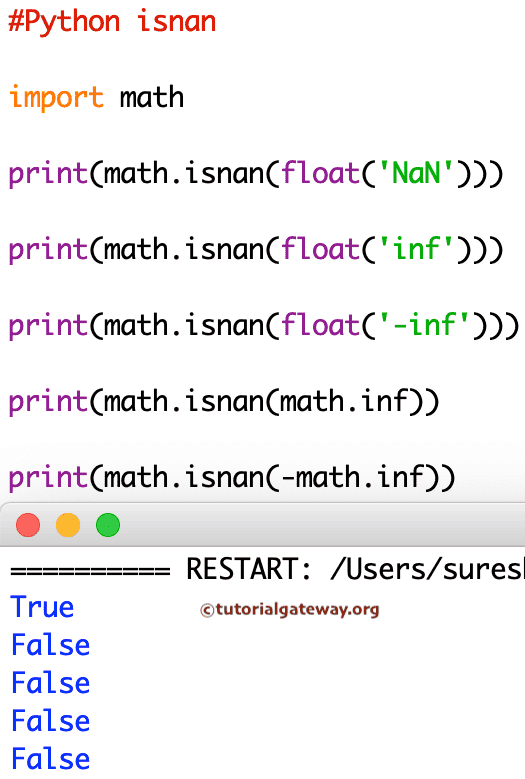 isnan Function Example