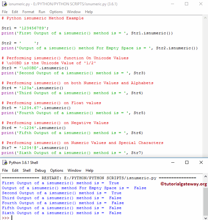 isnumeric Function Example
