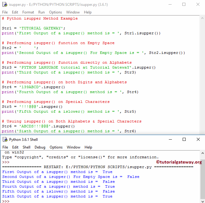 string isupper function Example