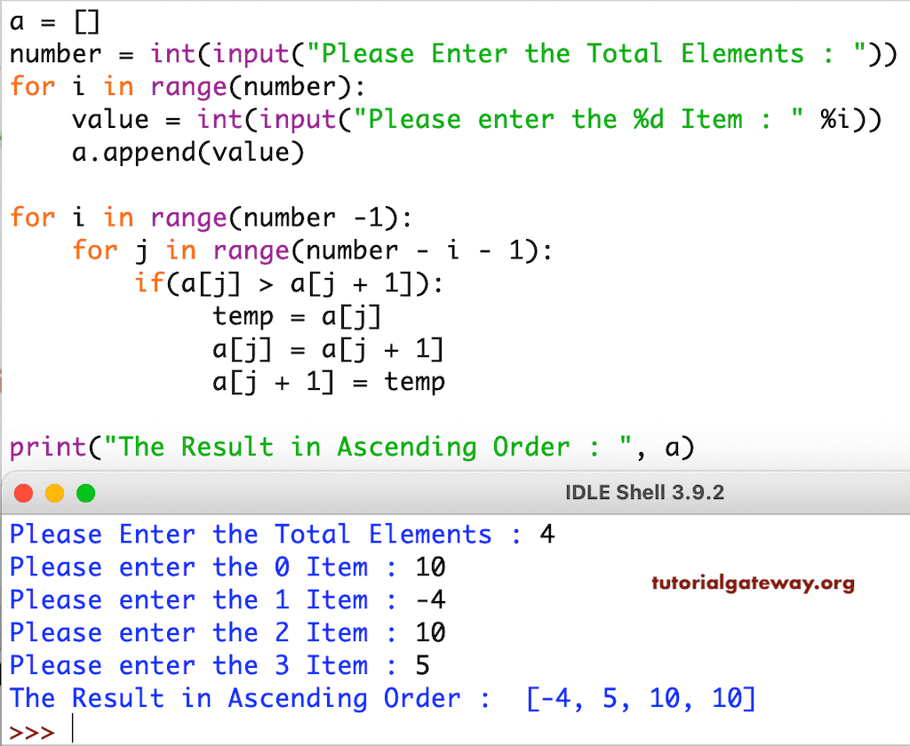 program for Bubble Sort