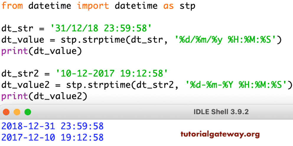 Python strptime Example