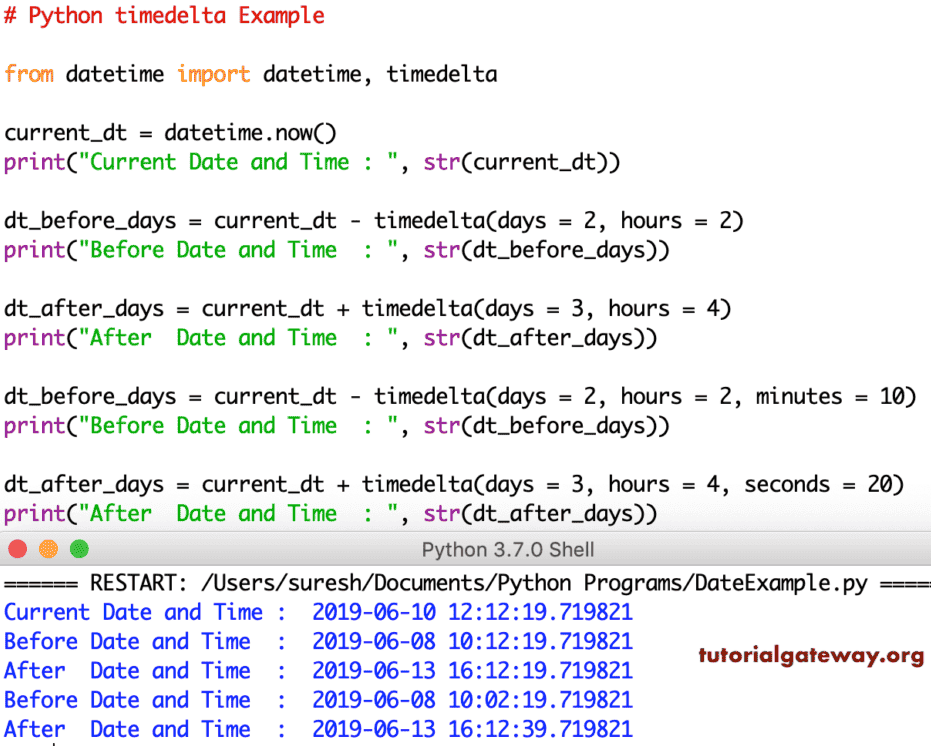 Python timedelta Example
