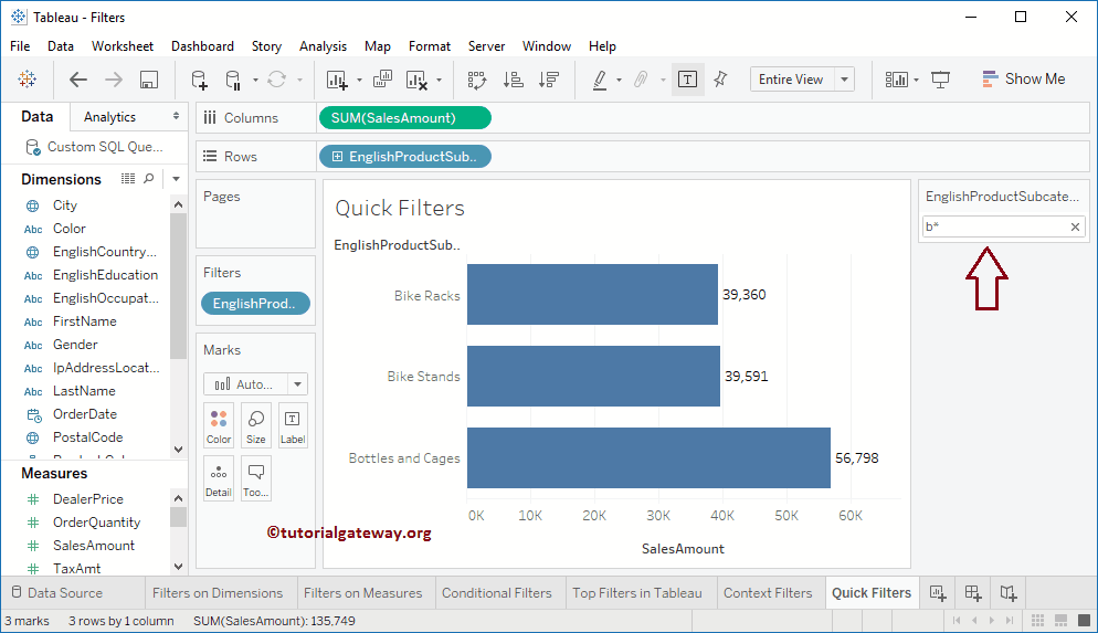 Wildcard Quick Filters in Tableau 13