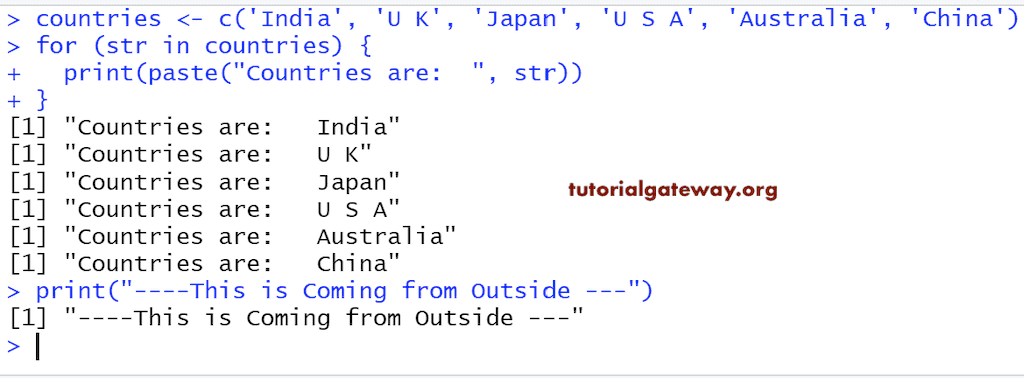 R For Loop Example 3