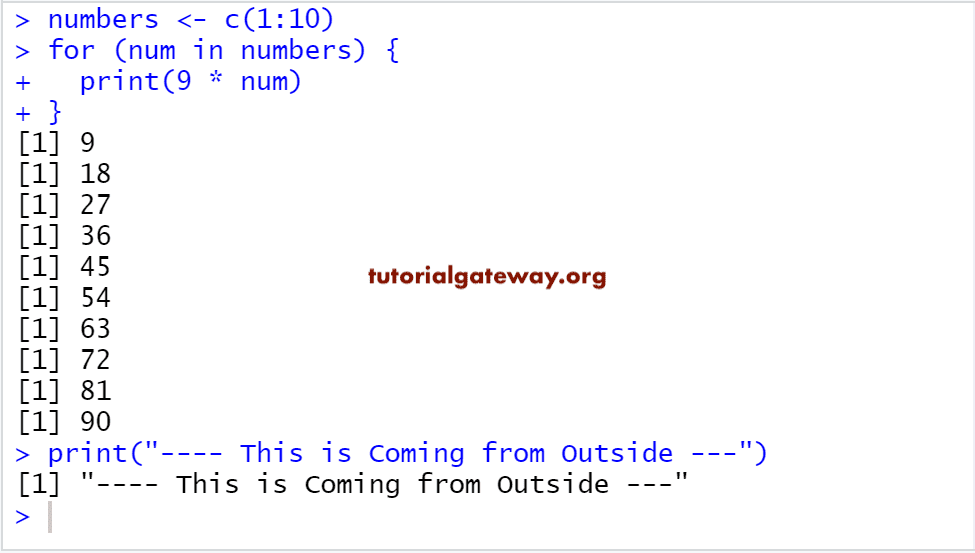 R For loop Example 2