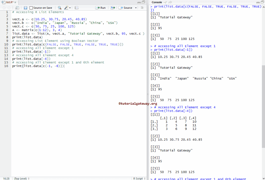 Access LIST Items Using boolean vector 8