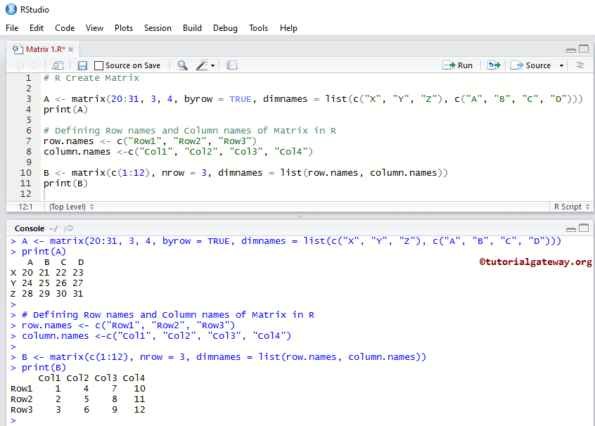 Define Row names and Column names 4