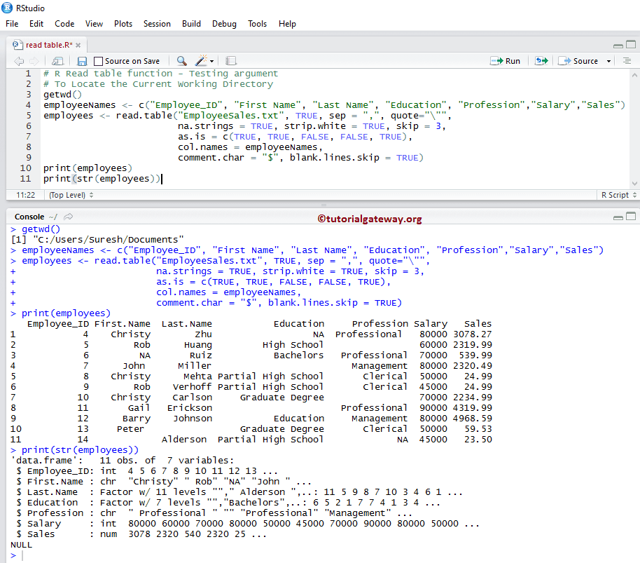 Available arguments 12