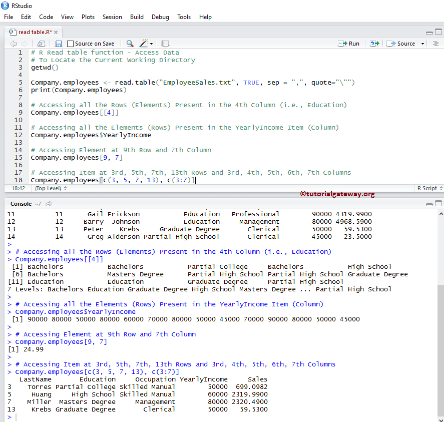 Read table Function 4