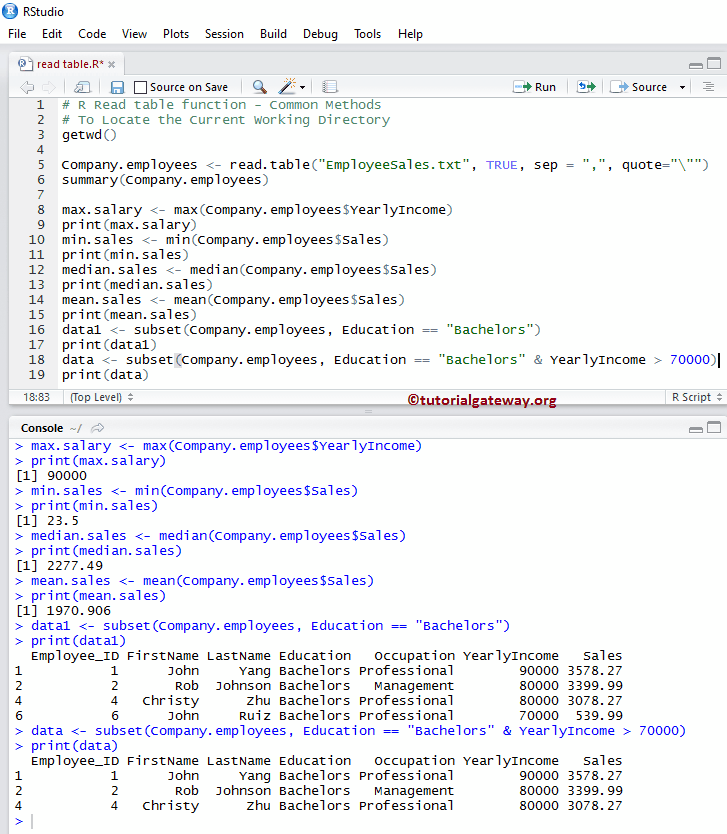 Read table Function 5