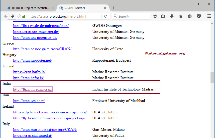 Choose the crab Mirror to Download Software