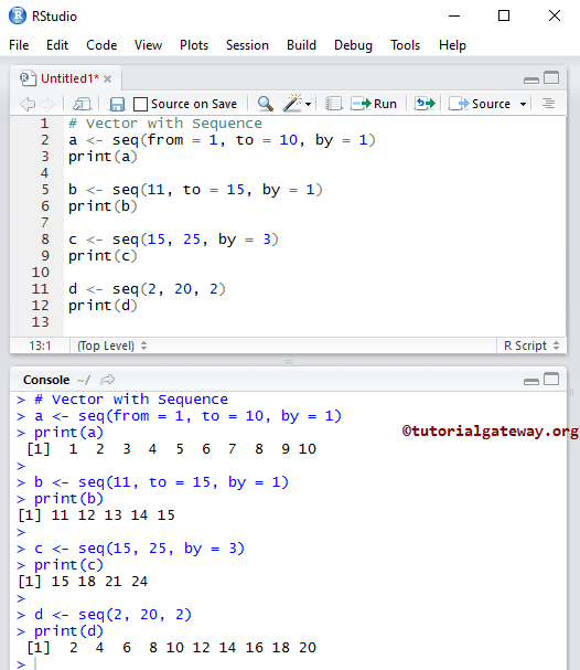 using Sequence (seq) Operator 3