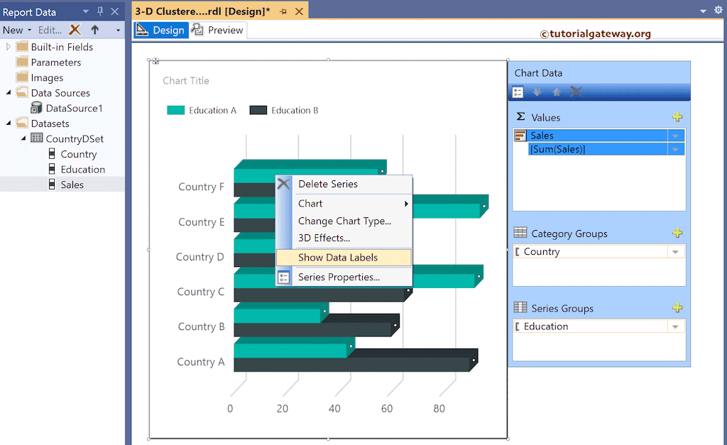 Show data labels for SSRS 3-D Clustered Bar Chart