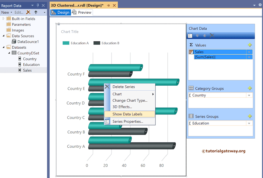 Show Data Labels in SSRS 3-D Clustered Horizontal Cylinder Chart