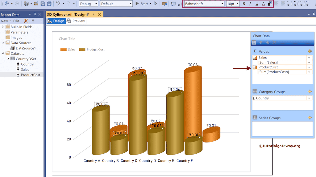 Add Another Product Cost Measure to Values Section