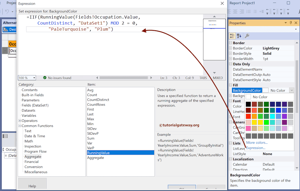 Expression to Add Alternative Background Colors to Table Group Rows