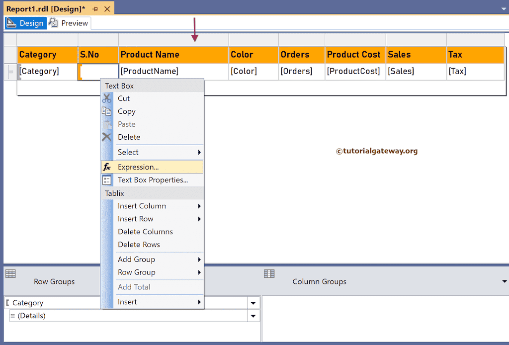 Edit the Column Expression