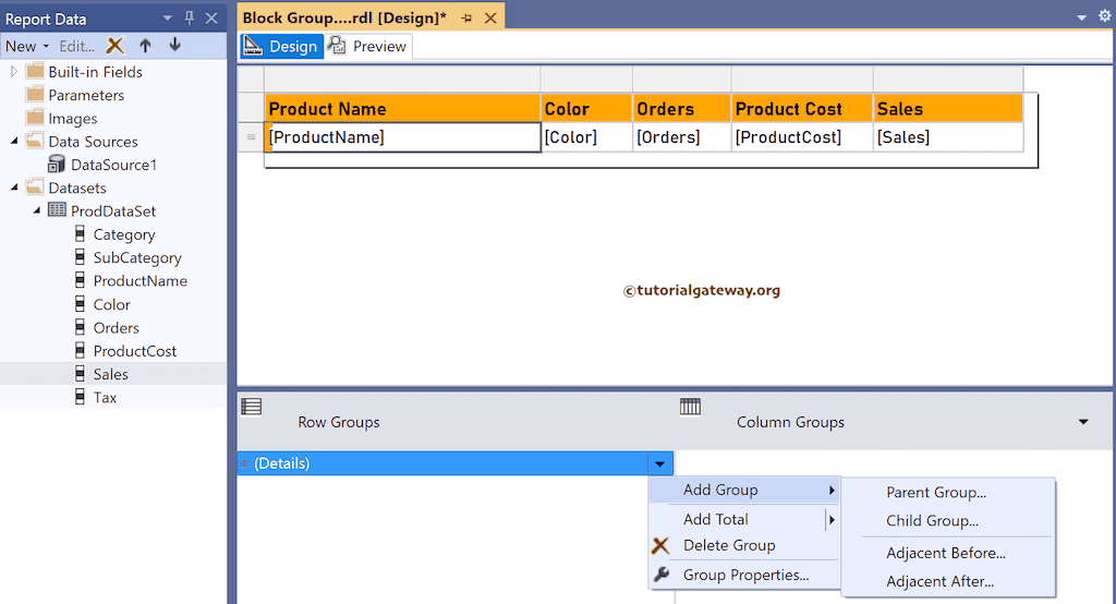 Add Parent Group to a Table
