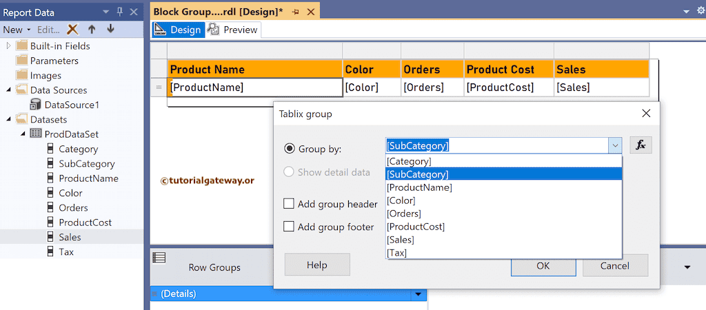 Select the group by column