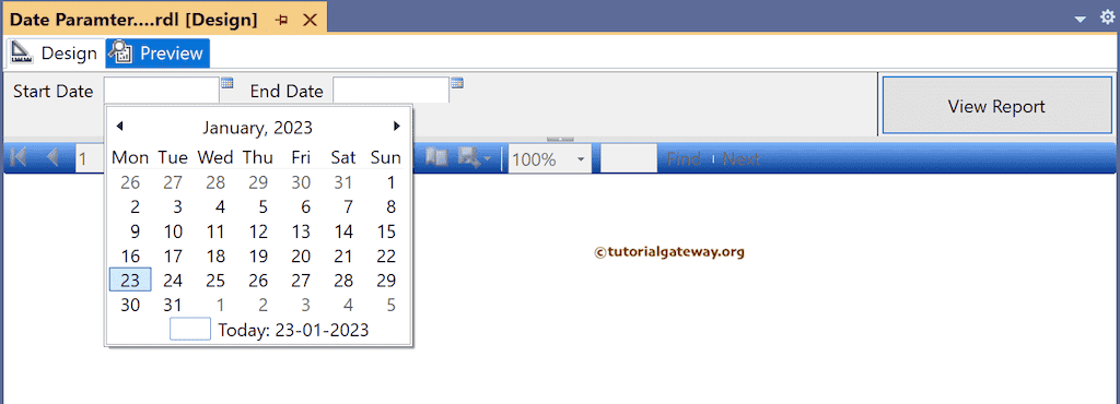 SSRS Date Parameters with Calendar to select Day, Year, and Month