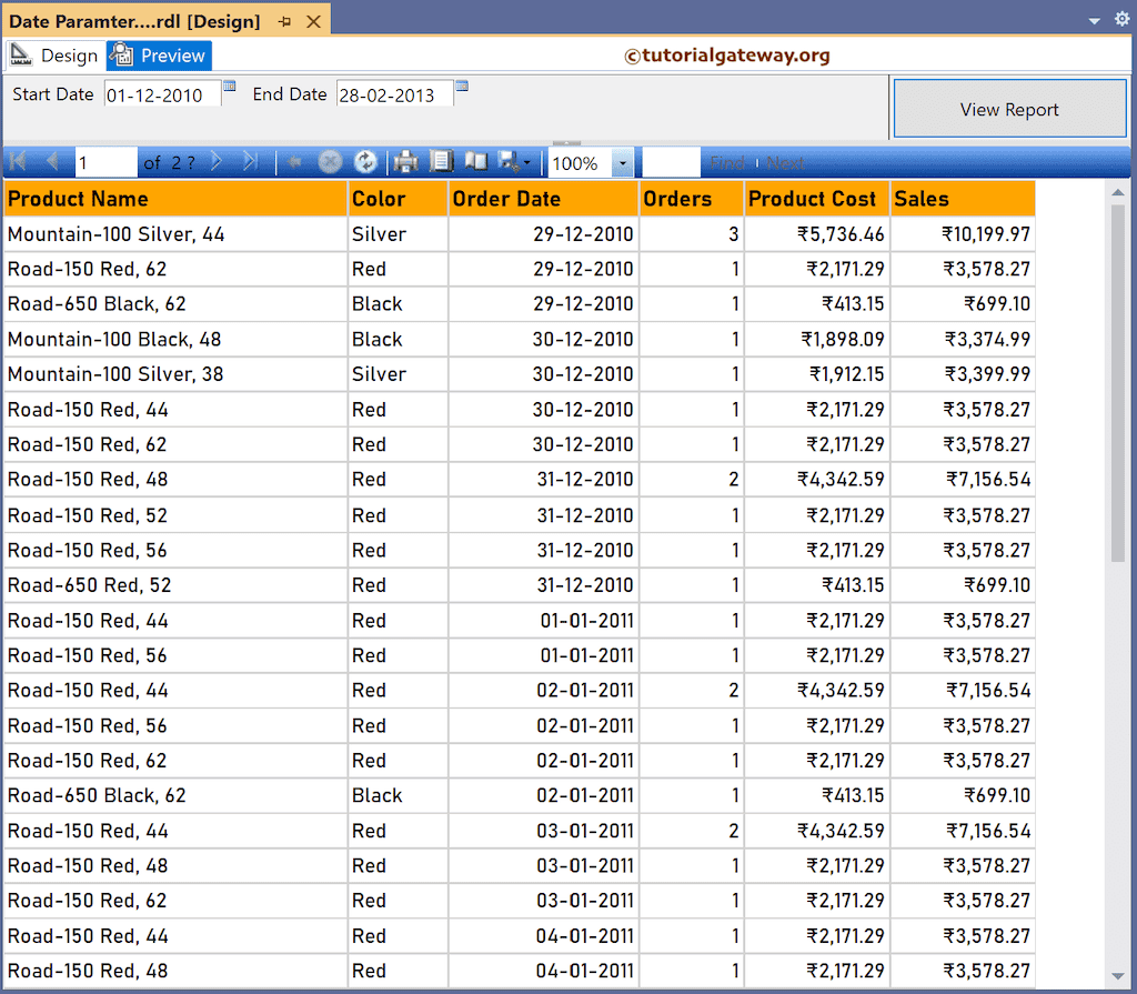 SSRS Date Parameters with Calendar Preview
