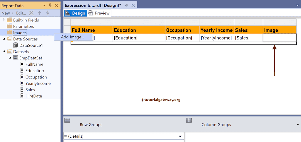 Choose Add Image Option