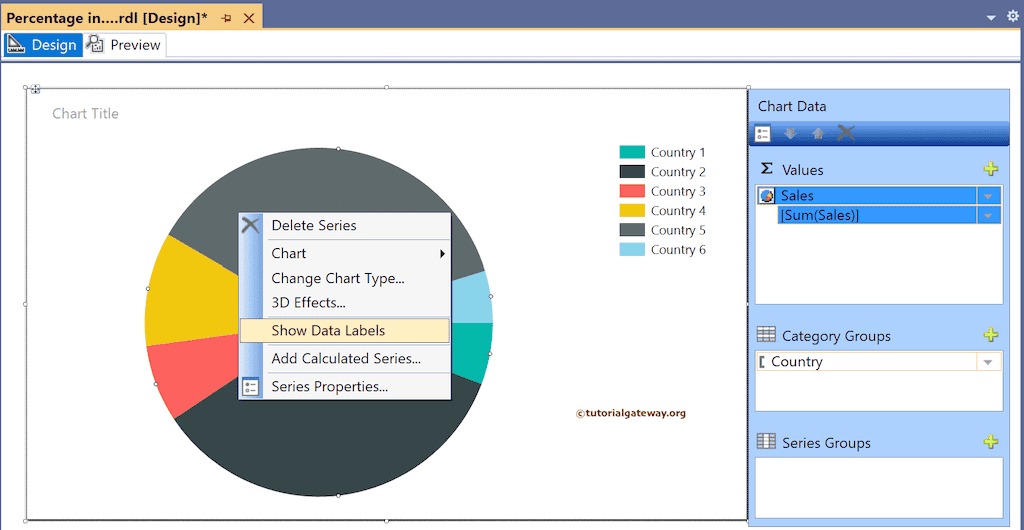 Show Data Labels in SSRS Pie Chart to Display Percentages