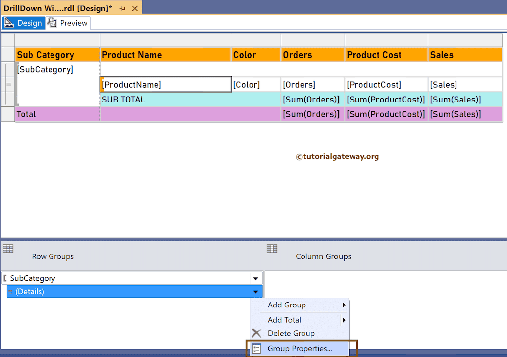 Go to Group Properties