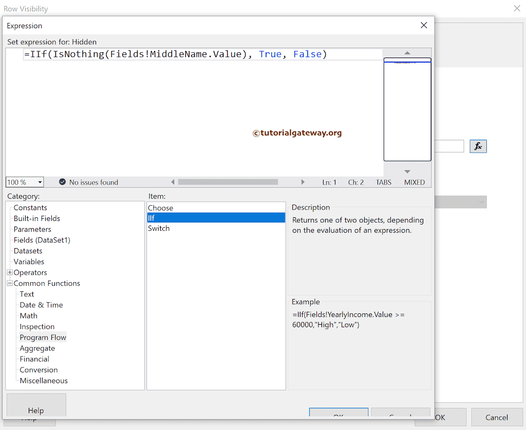 Expression to Hide SSRS Table Nulls