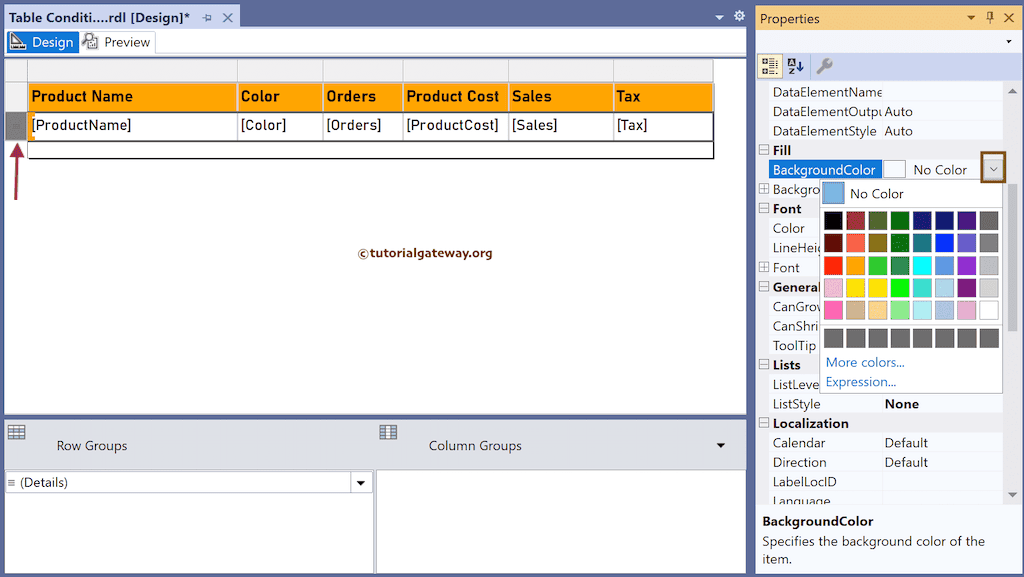 Expression for Background Color
