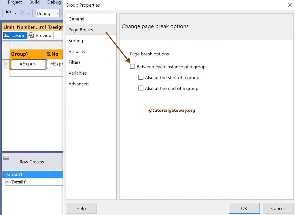 Use Page Breaks to Limit the Number of Rows Per Page