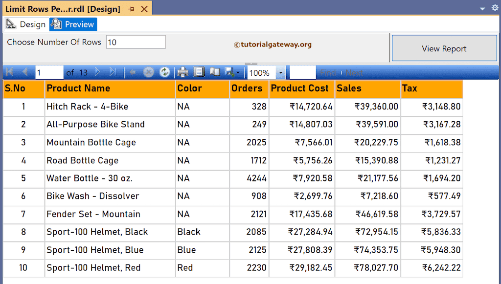 Limit Rows Per Page using SSRS Report Parameter preview